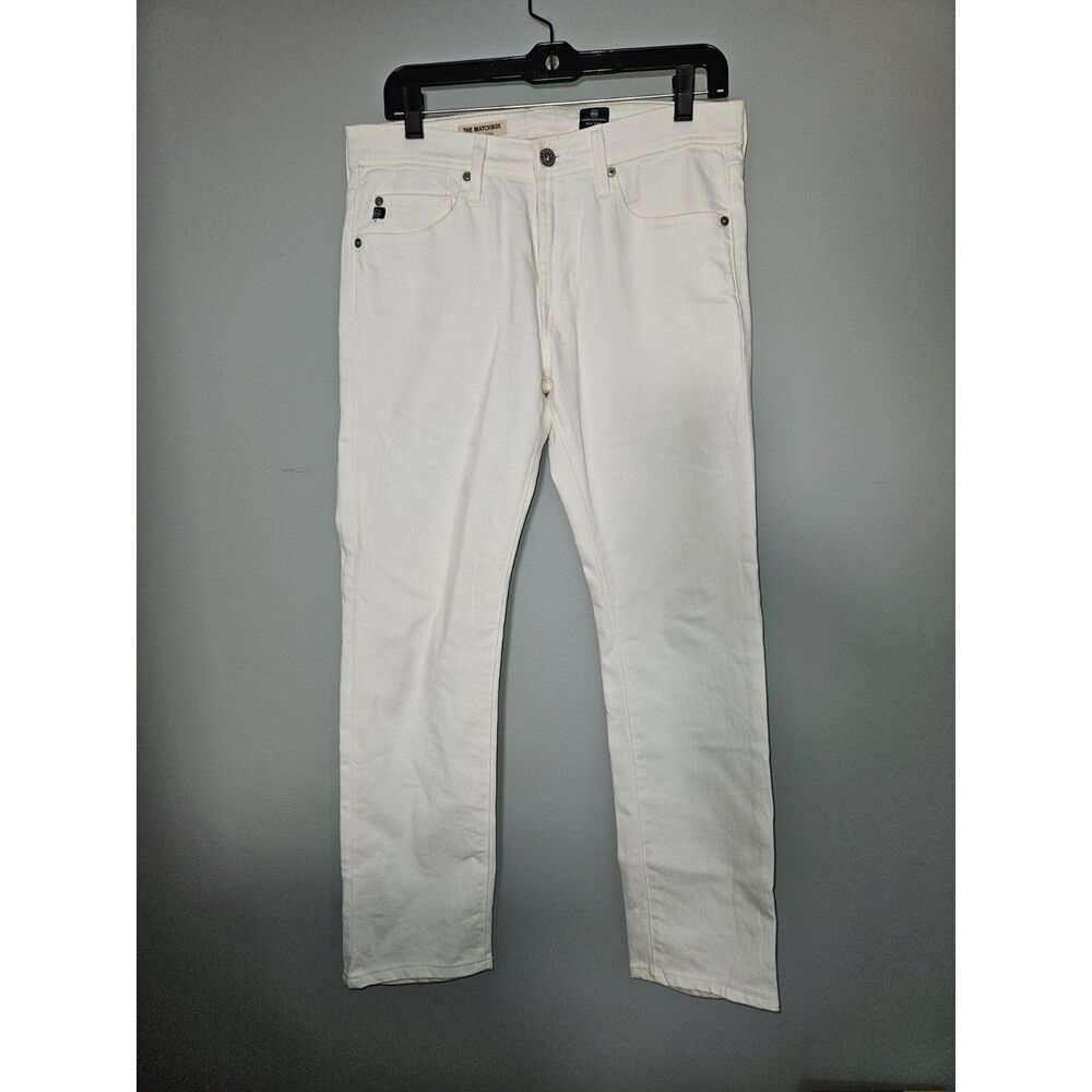 AG Adriano Goldschmied Mens White Jeans Matchbox Slim Straight Denim Made USA